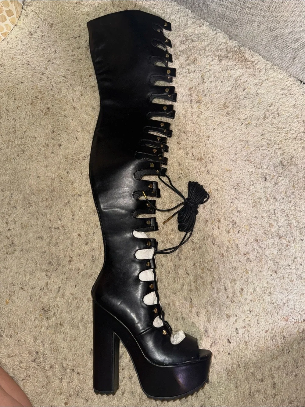 NWT Nelly Bernal “Anarchy” Thigh-High Platform Boots – Size 8
